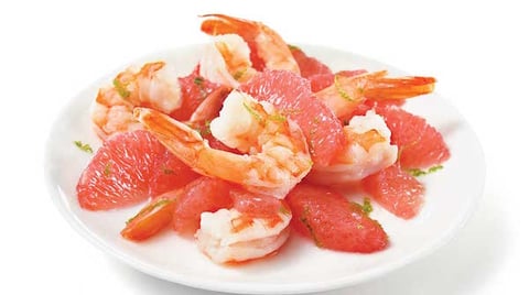 Salade de Pamplemousse Rouge et de Crevettes