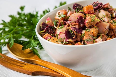 Salade de Pommes de Terre Betteraves et Patate Douce au Bologne