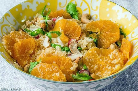 Salade de Semoule à L'orange aux Radis et Noix de Cajou