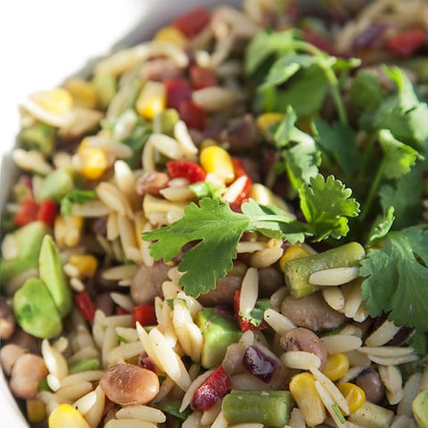 SALADE D'ORZO ET LÉGUMINEUSES À LA SUD-AMÉRICAINE