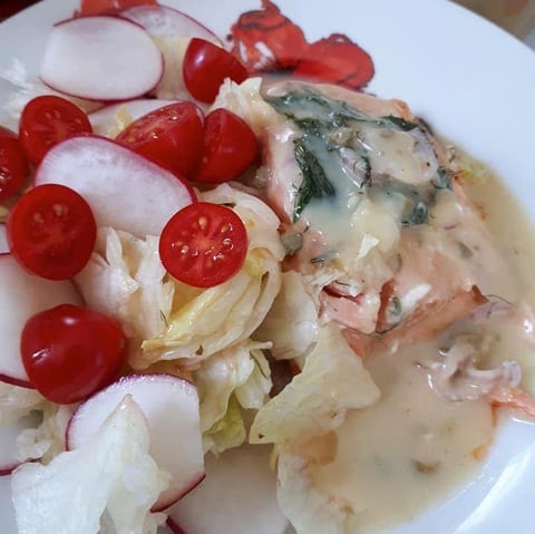 Saumon au Four Sauce Citron et Câpres