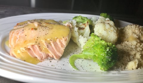 Saumon Poché, Légumes et Couscous