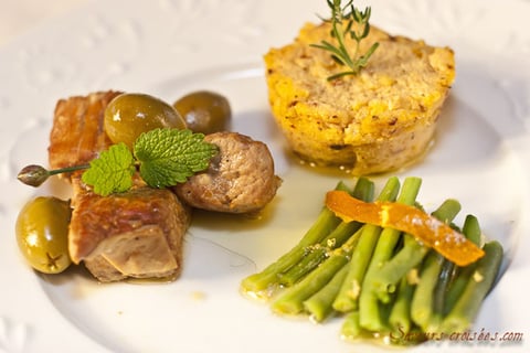 Sauté de Veau au Citron, au Thym et aux Olives Vertes