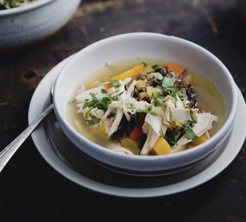 Soupe à la Dinde et au Riz Sauvage
