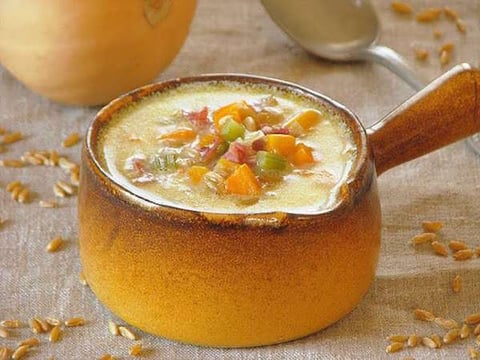Soupe Crémeuse à la Courge Butternut et au Ble Khorasan