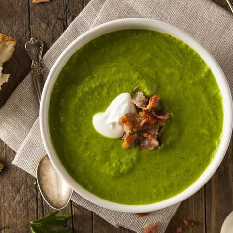 Soupe de Petits Pois au Bacon et Mascarpone