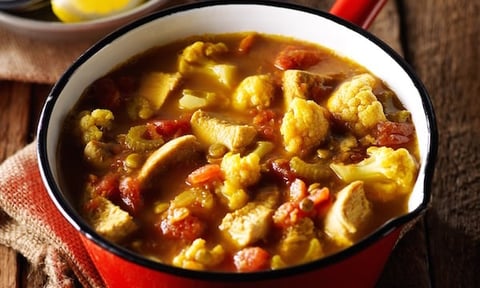 SOUPE DE POULET AUX LENTILLES ET AU CHOU-FLEUR