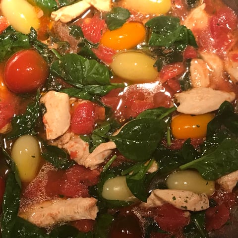 Soupe Tomates, Épinards et Poulet
