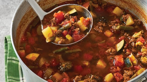 Soupe Vide-Frigo au Boeuf Haché et aux Légumes
