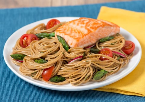 Spaghetti au Saumon avec Asperges et Fines Herbes