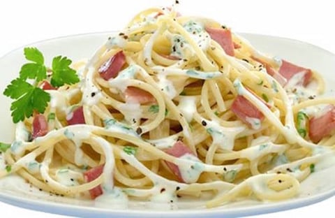 SPAGHETTI CARBONARA AUX CHAMPIGNONS