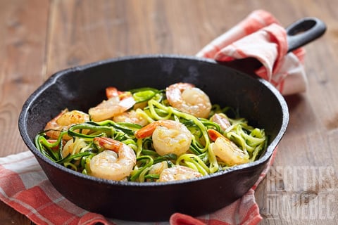 Spaghetti de Zucchinis et Crevettes