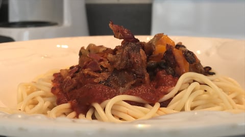 Spaghetti Sauce Tomates et Ail, Légumes et Bacon