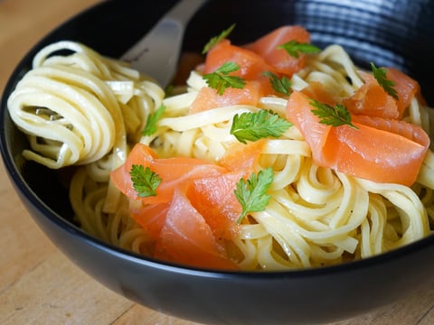Spaghettis au Saumon Fumé