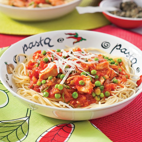 Spaghettis au Thon, Tomates et Petits Pois