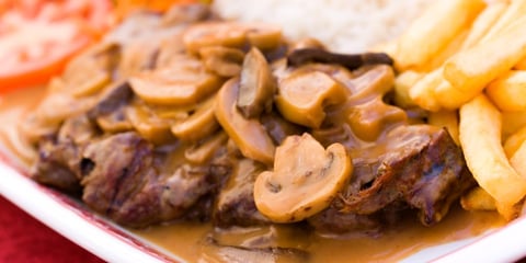 Steak aux Champignons et Sauce au Vin