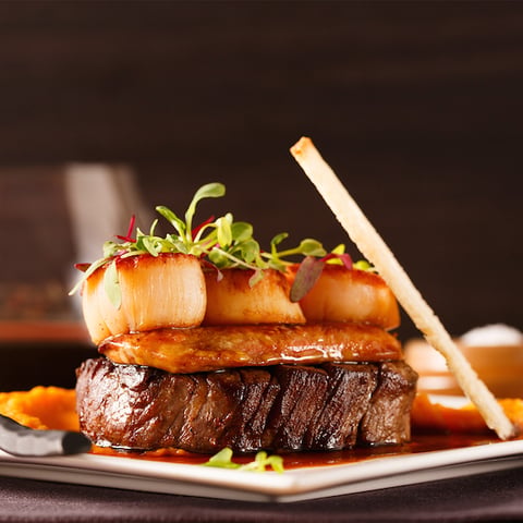 Surf and Turf de Bœuf Foie Gras et Pétoncles