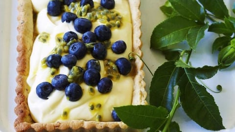 Tarte Citron-passion aux Myrtilles
