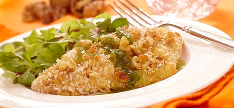 Tilapia et sa Croûte aux Noix avec Nappage aux Épinards