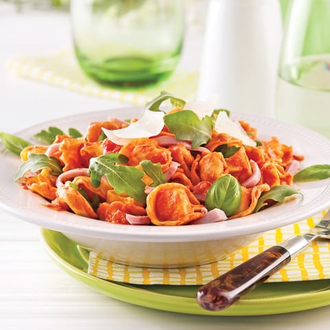 Tortellinis au Jambon et Basilic, Sauce Rosée