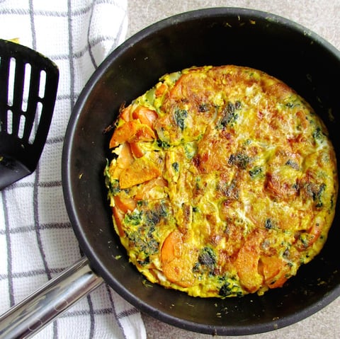 Tortilla aux Patates Douces et Épinards