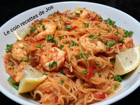 VERMICELLES AUX CREVETTES À L'ESPAGNOL
