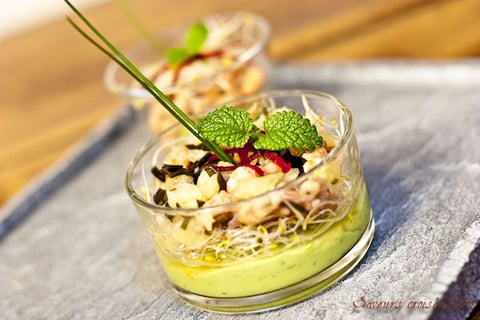 Verrine à L’avocat Pamplemousse et Crevettes