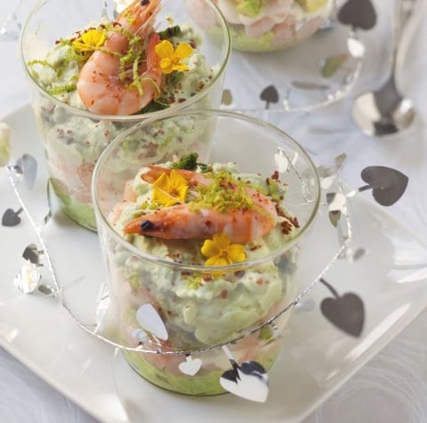 Verrines Avocats Crevettes et Fromage Frais