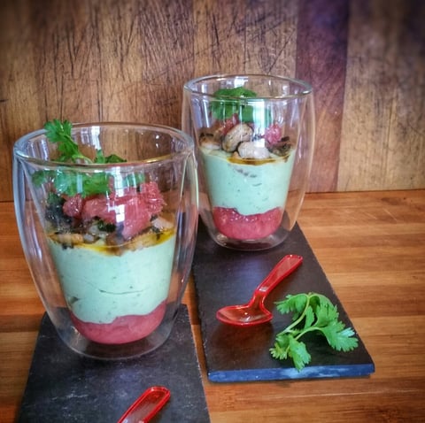 Verrines D'avocats, Crevettes & Pamplemousse Saveurs de Pays Chauds