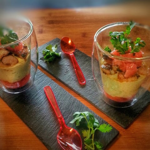 Verrines D'avocats, Crevettes & Pamplemousse