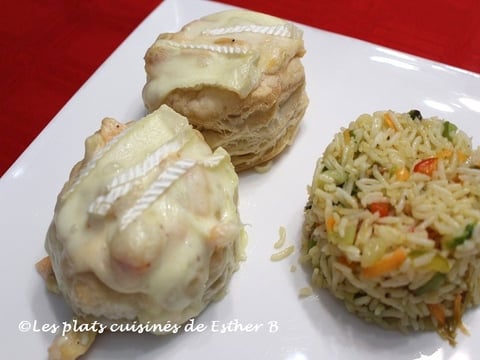 Vol-au-vent au Saumon, aux Crevettes et au Brie