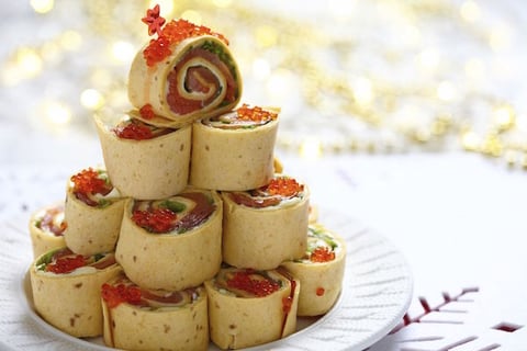 Wraps Apéritifs Salade, Saumon et Oeufs de Saumon