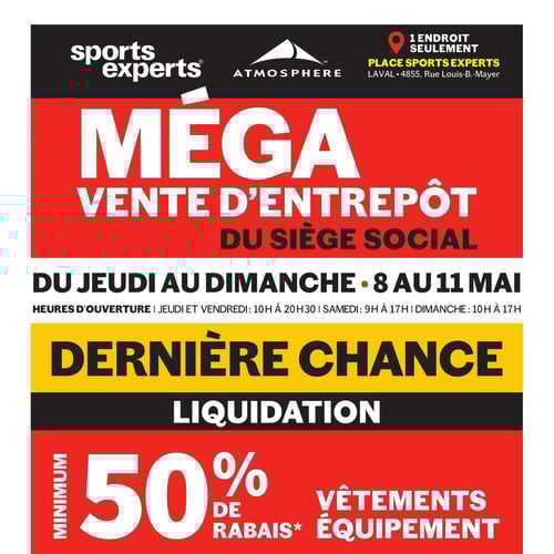  Sports Experts - Méga Vente d'Entrepôt du Siège Social