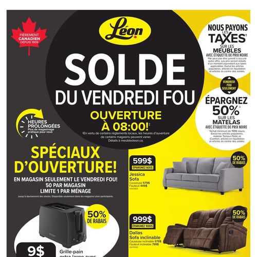  Meubles Léon - Solde du Vendredi Fou