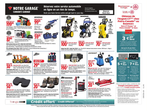 Circulaire Canadian Tire - Page 43. La page s'ouvre sur une bannière