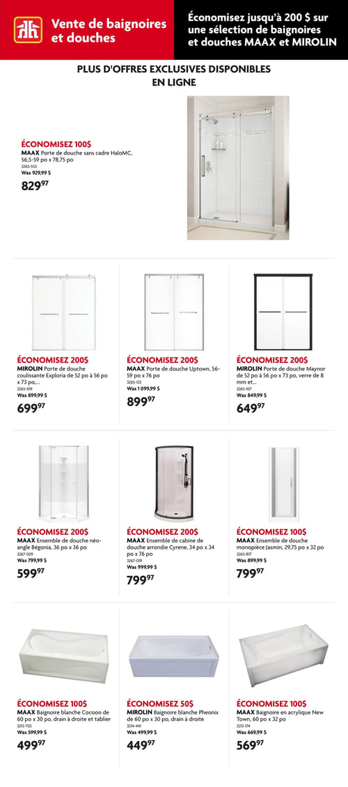 Circulaire Home Hardware - Vente de Baignoires et Douches - Page 3