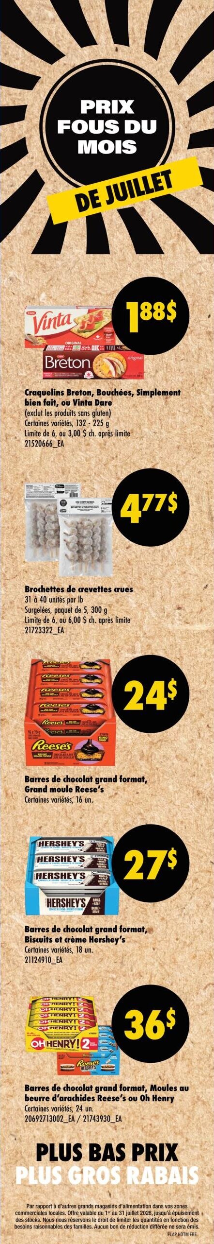 Circulaire Club Entrepôt - Page 3. Valide du 9 au 15 juillet. La page présente des promotions liées au programme PC Optimum. On peut obtenir 40 000 points en dépensant 200 $ ou plus sur les produits Sunspun. Une autre offre exclusive est disponible via l'application PC Optimum pour un téléchargement unique. Les produits Sunspun illustrés incluent un sac de fromage mozzarella râpé de 2 kg, une caisse de 12 kg de pommes de terre frites enrobées (contenant 6 sacs de 2 kg), et une bouteille de ketchup aux tomates de 4 litres.