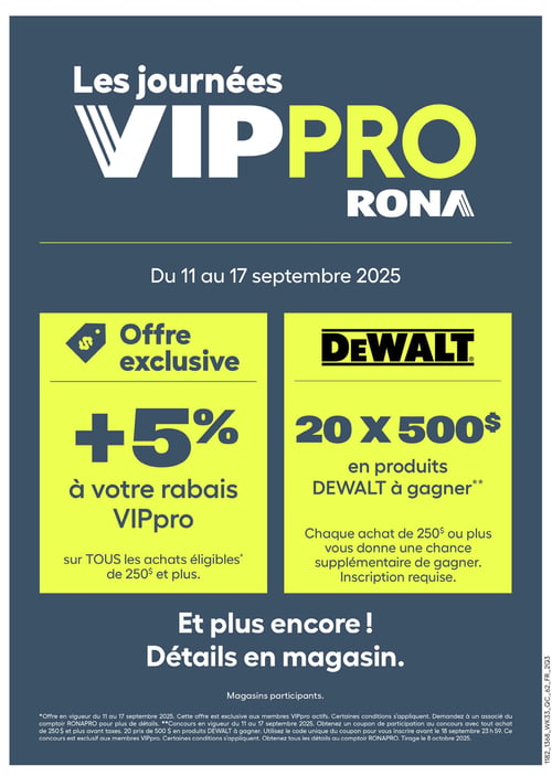 Vip Pro Rona Animation Circulaire RONA Spéciaux, Promotions et Rabais de cette Semaine