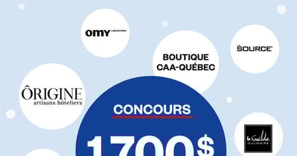 Concours CAA Québec - 6 ensembles de prix, d’une valeur totale de 1700$!