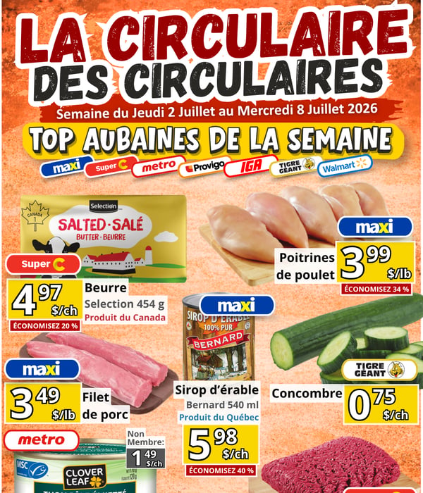 Visualisez notre sélection des meilleurs rabais d'épicerie