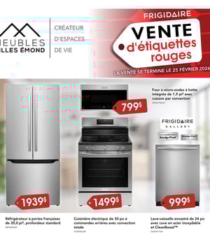 Première page de Circulaire Meubles Gilles Émond - Vente d'étiquettes rouges