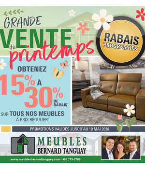 Première page de Circulaire Meubles Bernard Tanguay - Grande Vente du printemps