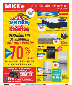Première page de Circulaire Brick - Vente sous la tente