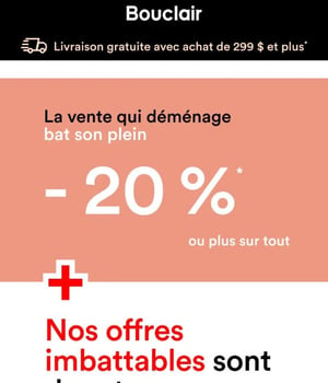 Image Promotionnelle: 20 % de rabais sur tout. Maintenant.
