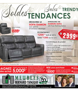 Première page de Circulaire Meubles Bernard Tanguay - Soldes Tendances