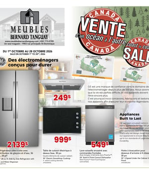 Première page de Circulaire Meubles Bernard Tanguay - Électroménagers