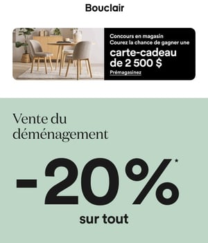 Image Promotionnelle: Vente du déménagement : - 20 % sur tout
