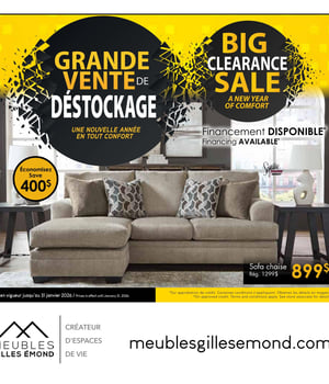 Première page de Circulaire Meubles Gilles Émond - Grande Vente de Déstockage
