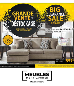 Première page de Circulaire Meubles Mont-Laurier - Grande Vente de Déstockage