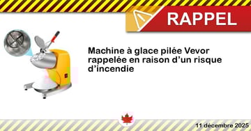 Machine à glace pilée Vevor rappelée en raison d’un risque d’incendie
